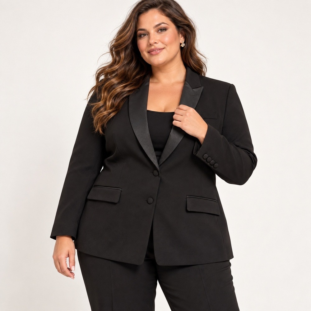 Little Black Tux David Tutera Womens 18 Black Tuxedo Blazer Satin Notch Lapel